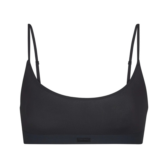 SKIMS Other - Skims Smooth Rib Scoop Neck Onyx Black Bralette Size Small NWT